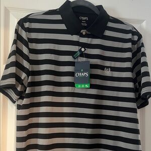 Chaps Men's Polo Shirt with Black and Gray Stripes
